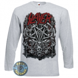 Футболка довгий рукав SLAYER Pentagram меланжева